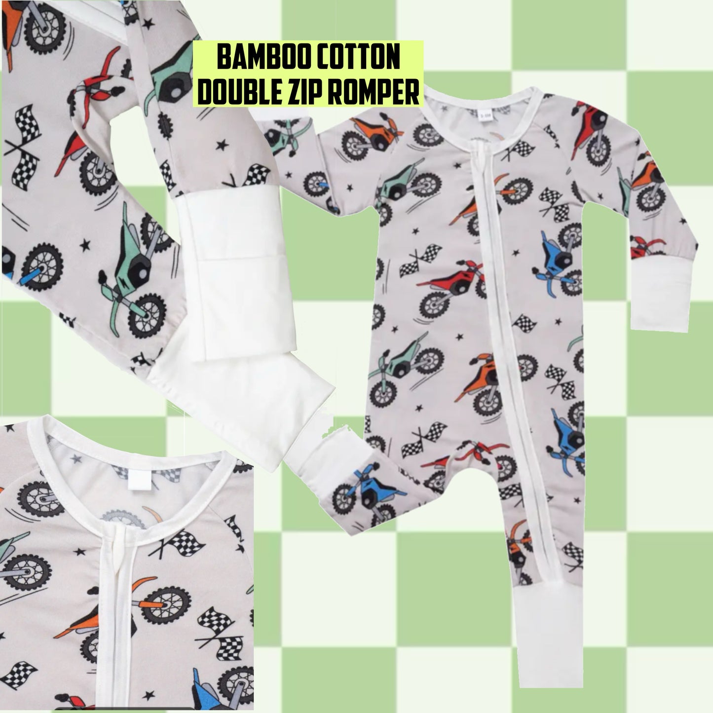 Multi moto baby zip romper
