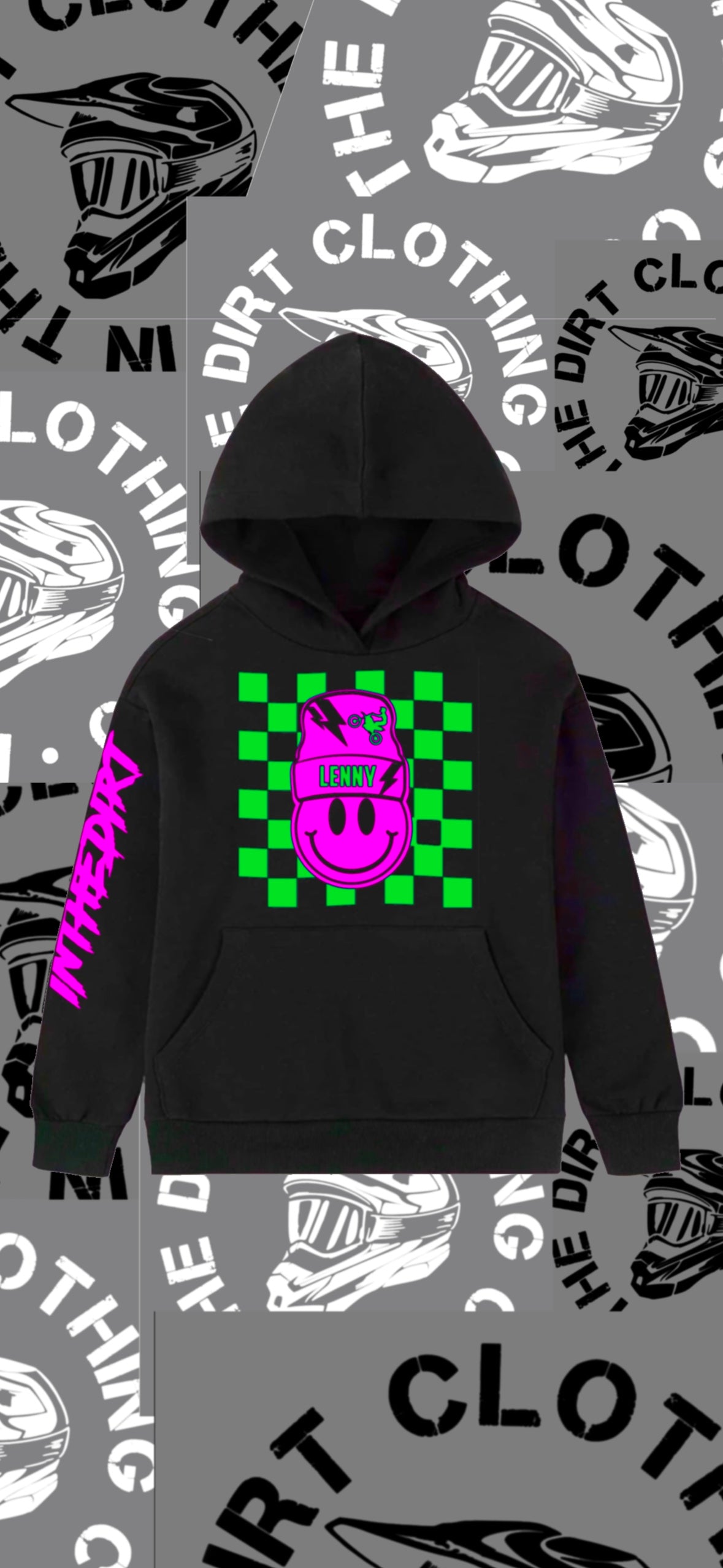 Checkered beanie smiley print