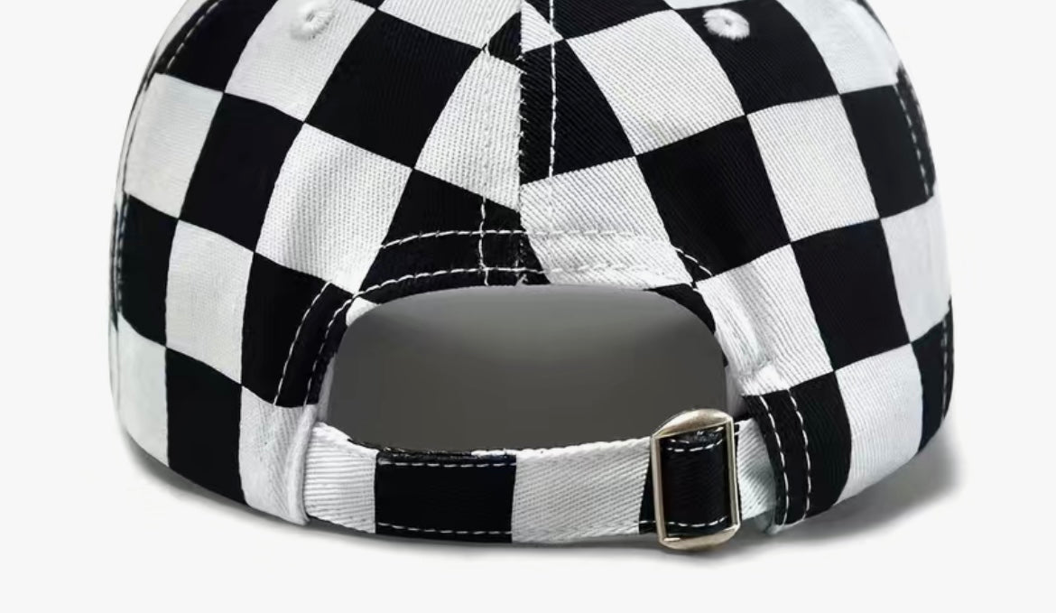 Black and white checkered cap hat