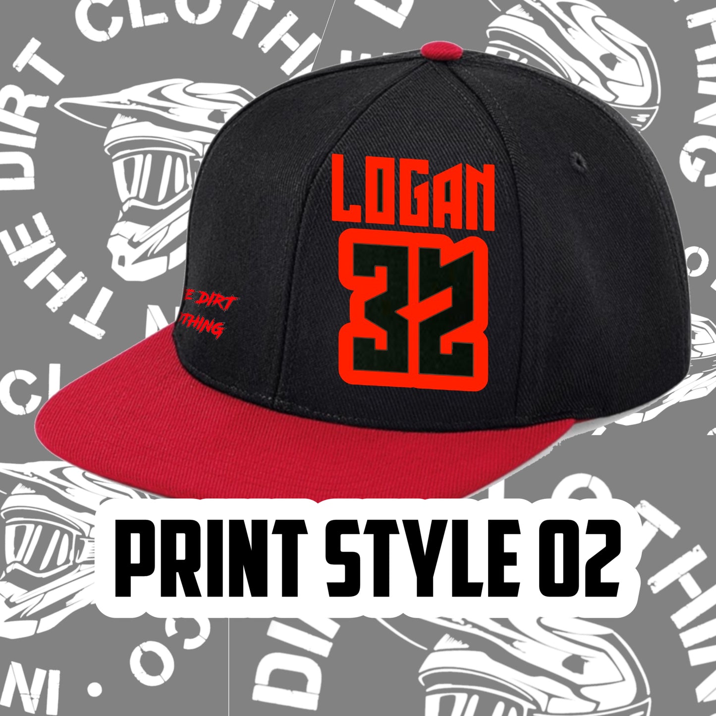 Red and black snap back hat