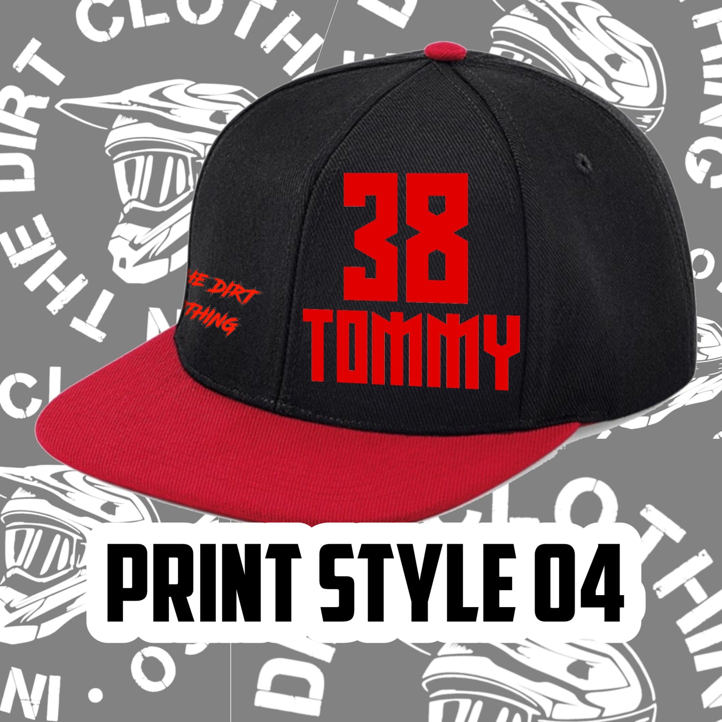 Red and black snap back hat