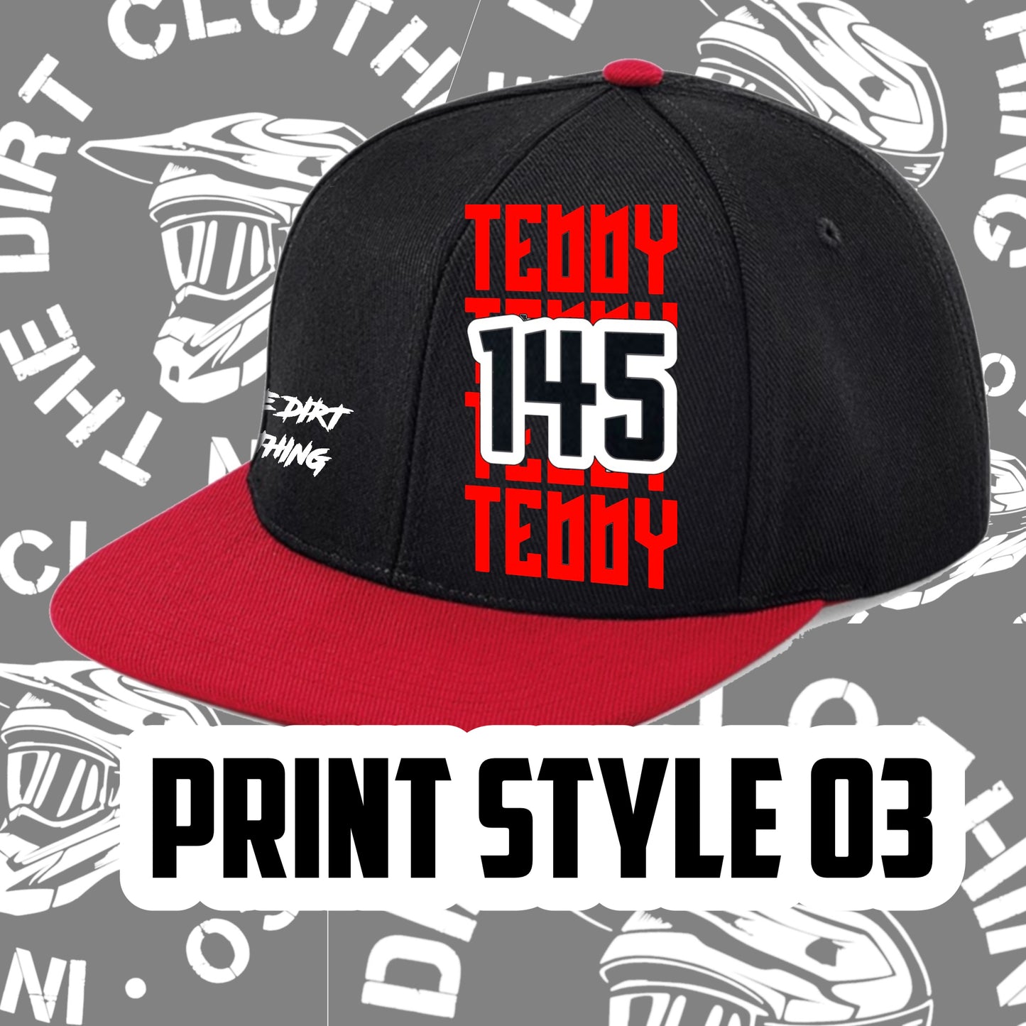 Red and black snap back hat