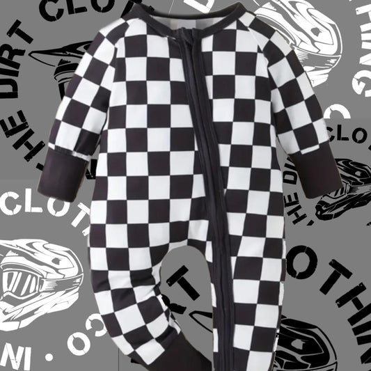 Checkered zip romper