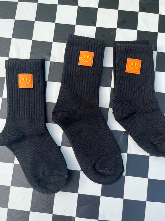Black smiley socks