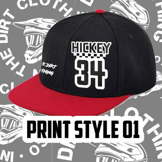 Red and black snap back hat