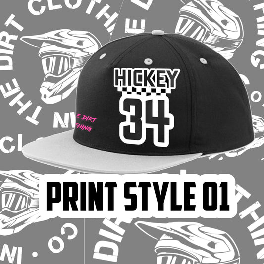 Grey and black snap back hat