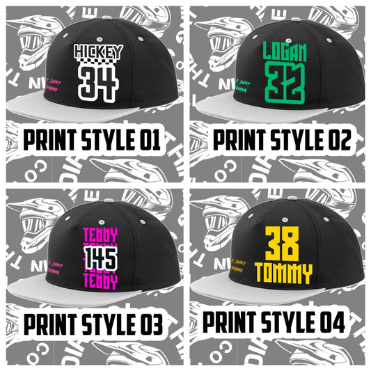 Grey and black snap back hat