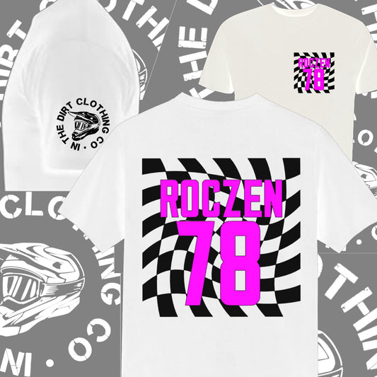 Checkered square custom name tee